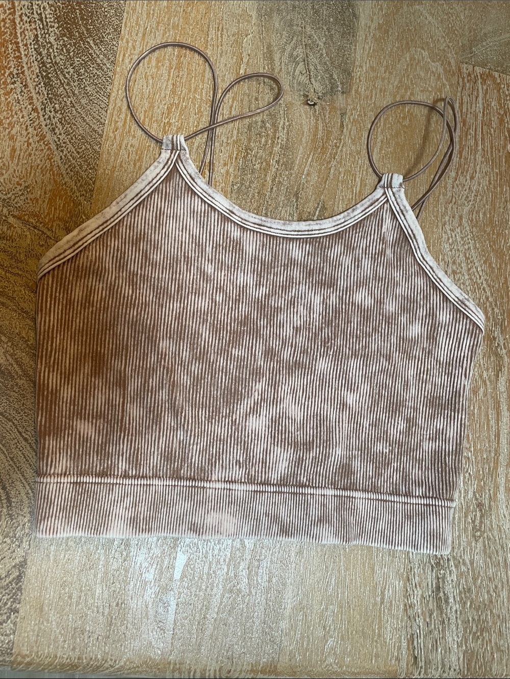 NWOT Zenana Ribbed Cropped Spaghetti Strap Cami in Taupe